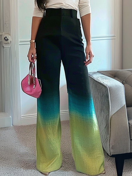 

Casual Ombre Printing Straight Pants, Multicolor, Pants
