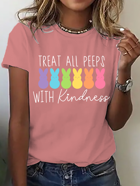 

Treat All Peeps With Kindness Cotton T-Shirt, Orange pink, T-shirts
