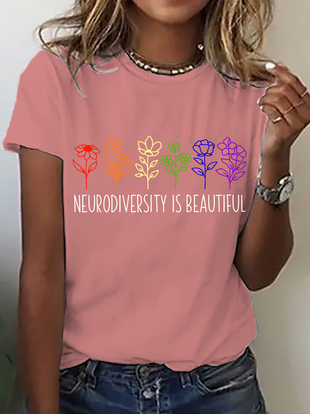 

Autism Awareness Neurodiversity Cotton T-Shirt, Orange pink, T-shirts