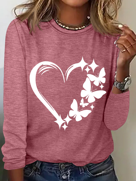

Butterfly Love Casual Long Sleeve Shirt, Watermelon, Long sleeves