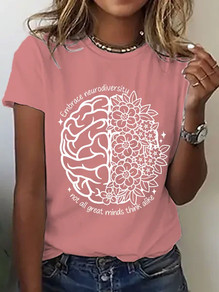 Embrace Neurodiversity Cotton T-Shirt, Orange pink, T-shirts