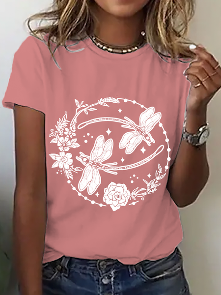 

Moon Dragonfly Cotton T-Shirt, Orange pink, T-shirts