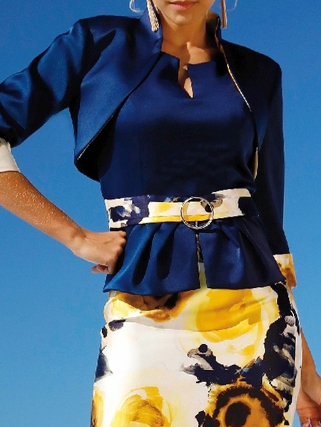 

Urban Floral Stand Collar Two-Piece Set, Deep blue, Two-piece Set