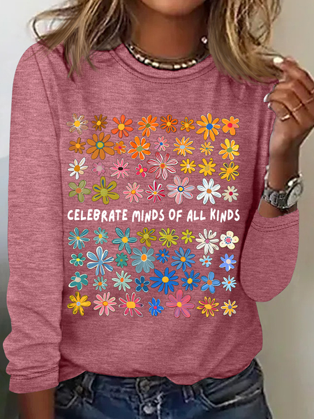 

Bella Canvas Celebrate Minds Of All Kinds Autism Awareness Casual Long Sleeve Shirt, Watermelon, Long sleeves