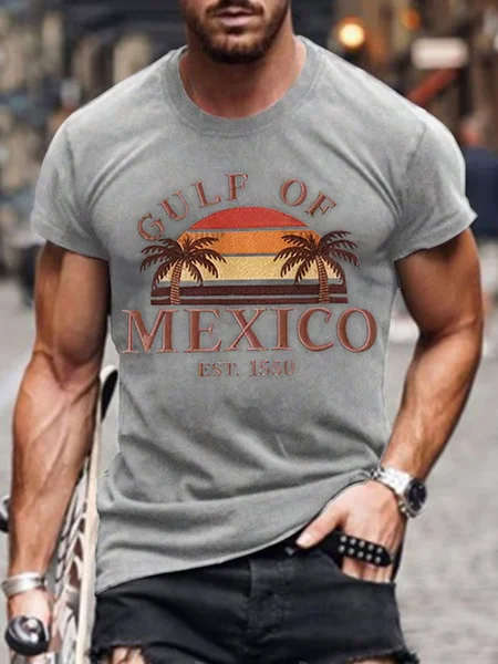 

Men's Gulf of Mexico 1550 Print Short Sleeve T-shirt, Light gray, T-shirts