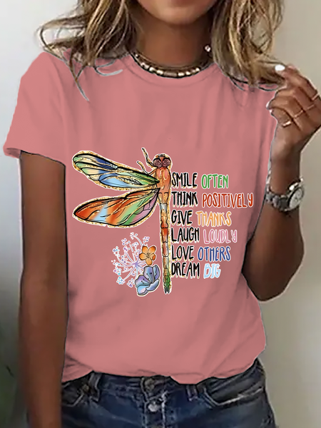 

Dragonfly Motivational Inspirational Positive Quotes Cotton T-Shirt, Orange pink, T-shirts