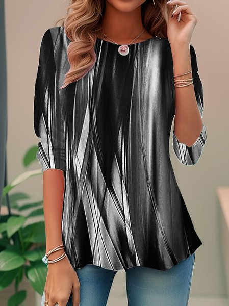 

Women Ombre Long Sleeve Tee T-shirt Crew Neck Casual Spring/Fall Top, Black, T-Shirts