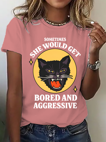 

Angry Cat Meme Cotton T-Shirt, Orange pink, T-shirts