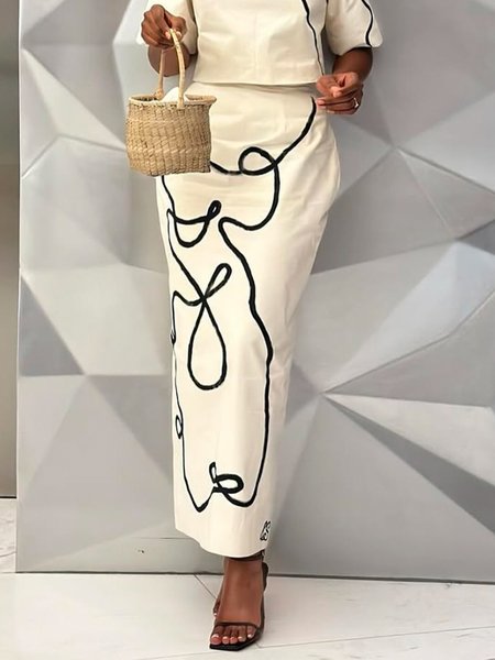 Elegant Printing Random Maxi Skirt, As picture, Skirts