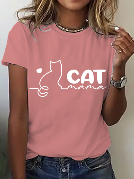

Cat Mama Cotton T-Shirt, Orange pink, T-shirts