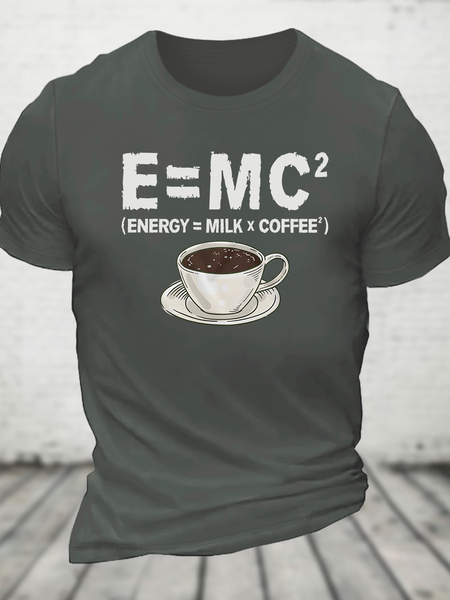 Funny Energy Milk Coffee Science Cotton T-Shirt, Deep gray, T-shirts