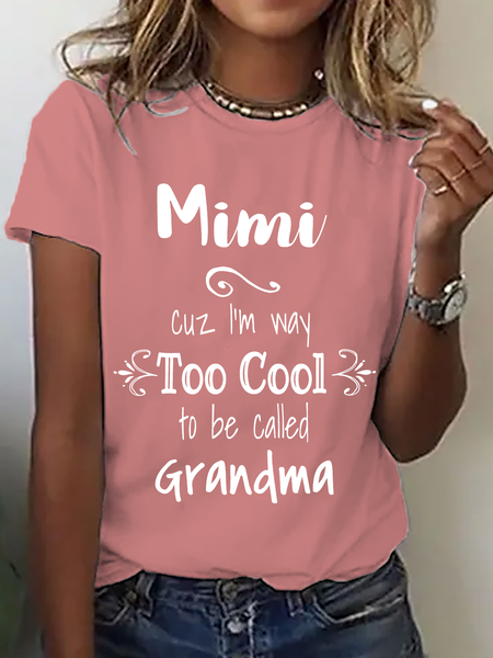

Casual Text Letters Crew Neck Short Sleeve T-shirt, Orange pink, T-shirts