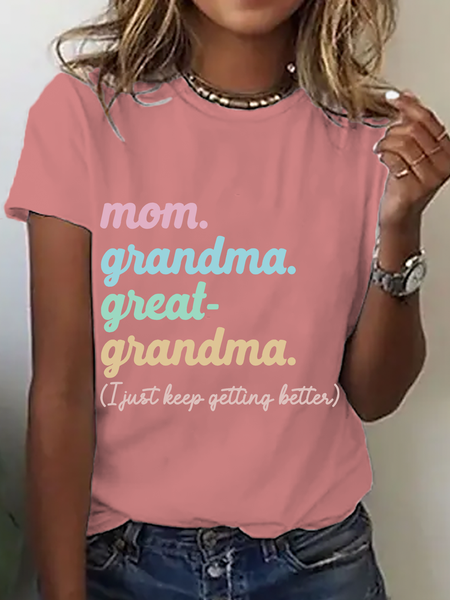 

Mom Grandma Great-Grandma Cotton T-Shirt, Orange pink, T-shirts