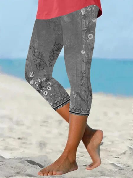 

Women Butterfly Vintage Summer Capris Leggings, Gray, Leggings