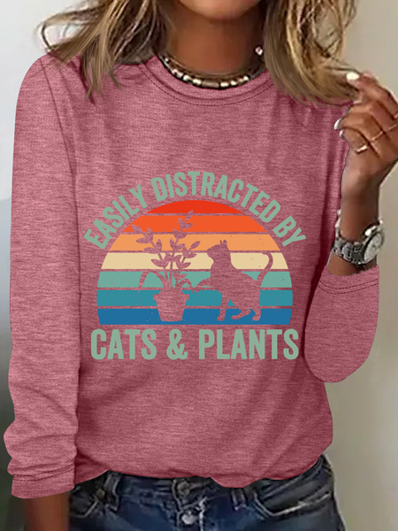 

Funny Cat Casual Long Sleeve Shirt, Watermelon, Long sleeves