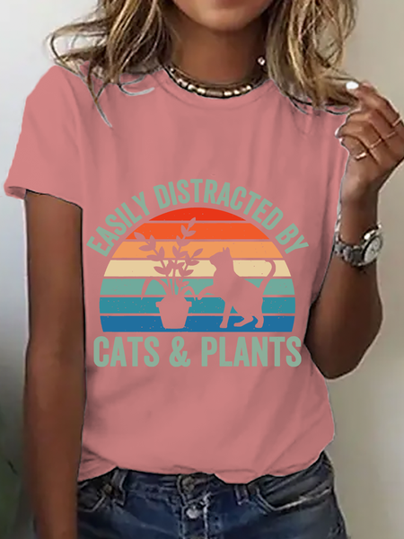

Funny Cat Cotton T-Shirt, Orange pink, T-shirts