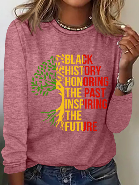 

Black History Honoring The Past Inspiring The Futu Casual Long Sleeve Shirt, Watermelon, Long sleeves