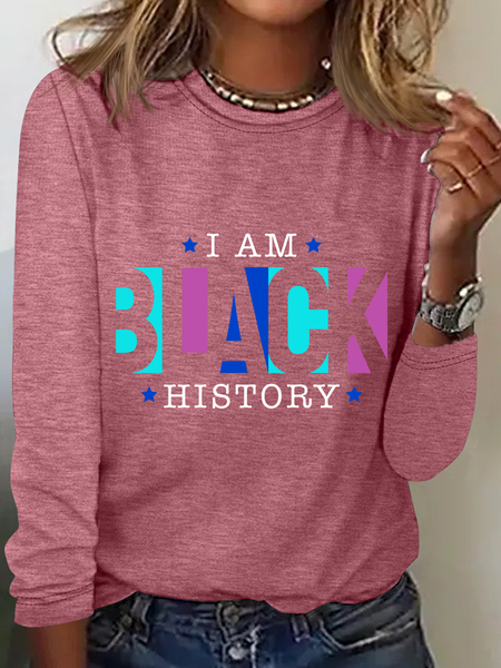

I Am Black History Casual Long Sleeve Shirt, Watermelon, Long sleeves