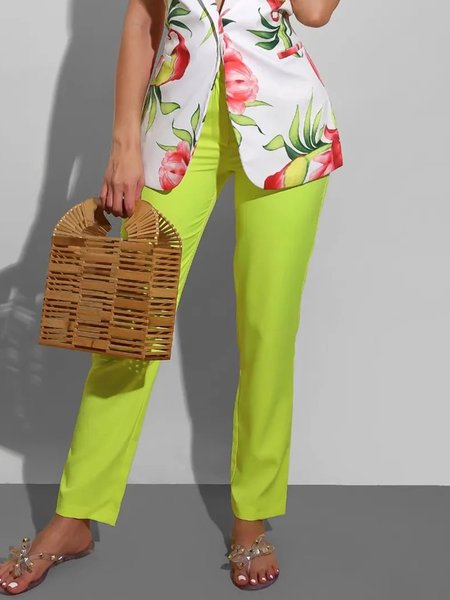 

Vacation Plain Tailored Pants, As picture, Pants