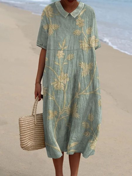 

Casual Crew Neck Dress With No Belt, Green, Maxi Dresses
