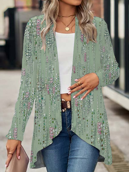 

Women's Floral Spring/Fall Cover-up Casual Printing Lightweight Cardigan, Green, Cardigans