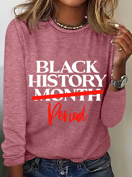 

Black History Month Period Casual Long Sleeve Shirt, Watermelon, Long sleeves