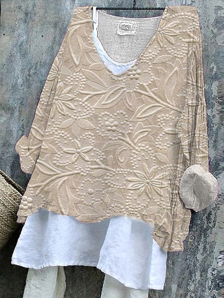 

Women's Long Sleeve Blouse_ Spring/Fall As Picture Floral Printing V Neck Daily Going Out Casual Top, Blouses & Shirts