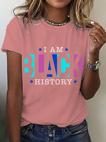 

I Am Black History Cotton T-Shirt, Orange pink, T-shirts