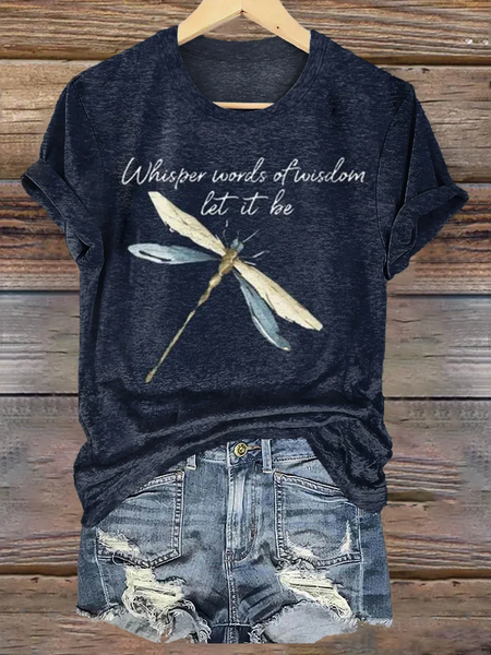 

Casual Animal Crew Neck Short Sleeve T-shirt, Purplish blue, T-shirts