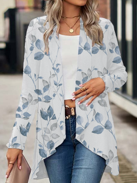 

Women's Floral Spring/Fall Cover-up Casual Printing Lightweight Cardigan, White, Cardigans