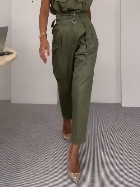 

Urban Plain Fashion Pants, Green, Pants
