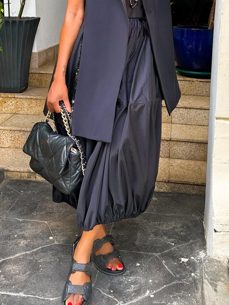 

Urban Loose Plain Maxi Skirt, Black, Skirts