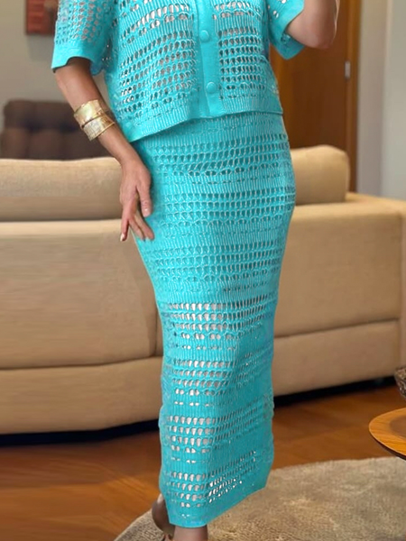 

Urban Plain Midi Skirt, As picture, Skirts