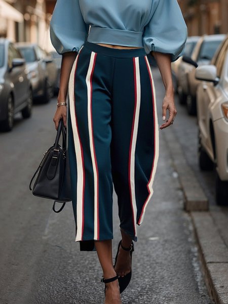 

Urban Color Block Straight Pants, As picture, Pants