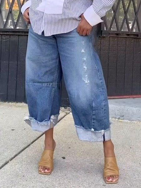 

Casual Denim Loose Jeans, Blue, Jeans
