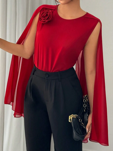 

Urban Plain Mesh Blouse, Red, Blouses and Shirts