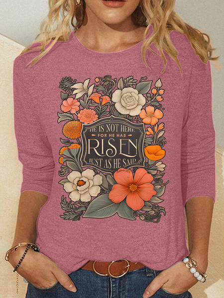 

He Is Not Here For He Has Risen Just As He Said Casual Long Sleeve Shirt, Watermelon, Long sleeves