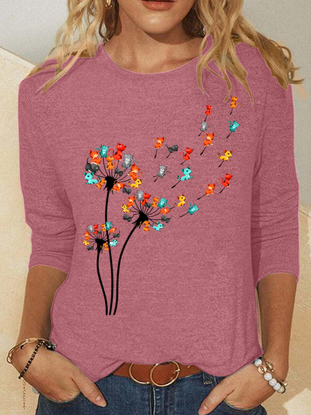 

Love Cats Casual Long Sleeve Shirt, Watermelon, Long sleeves