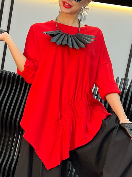 

Urban Plain Ruched Blouse, Red, Blouses and Shirts