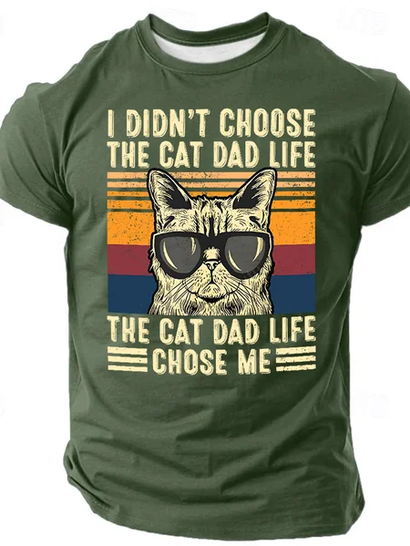 

Men's I Didn't Choose The Cat Dad Life The Cat Dad Life Chose Me Funny Cat T-Shirt, Army green, T-shirts