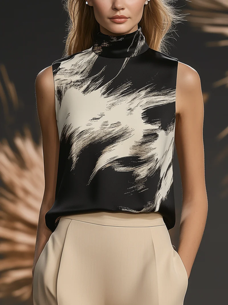 

Urban Color Block Printing Tank Top, As picture, Tanks and Camis
