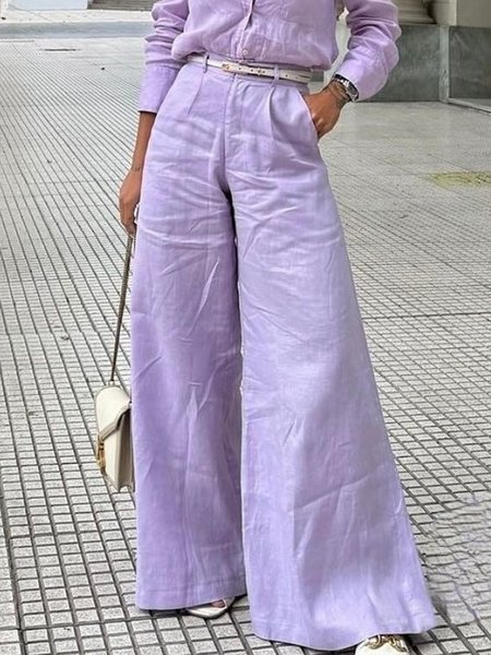 

Urban Wide Leg Pocket Linen Pants, Light purple, Pants