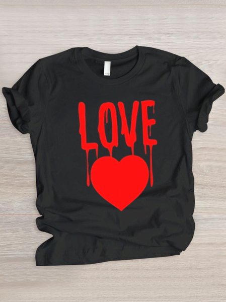 

Casual Geometric Crew Neck Short Sleeve T-shirt, Black, T-shirts
