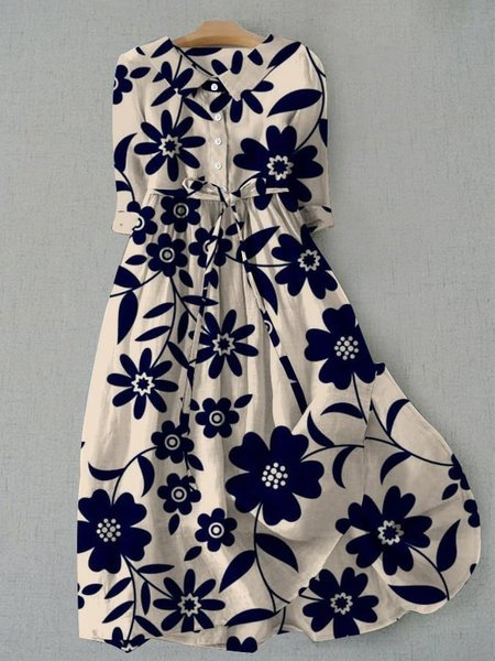 

Women Floral Blue Casual Maxi Dress, Dresses