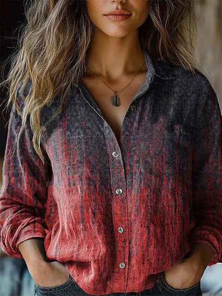 

Women's Vintage Ethnic Floral Print Casual Long Sleeve Comfort Shirt, As picture, Blouses