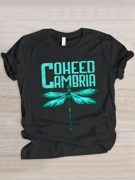 

Casual Animal Crew Neck Short Sleeve T-shirt, Black, T-shirts