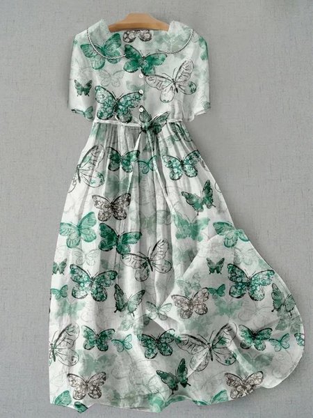 

Women Butterfly Print Summer Maxi Dress, Green, Dresses