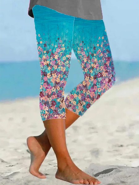 

Women's Floral Spring Print Fashion Leggings, As picture, Pants