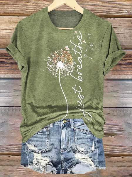 

Casual Plants Crew Neck Short Sleeve T-shirt, As picture, T-shirts