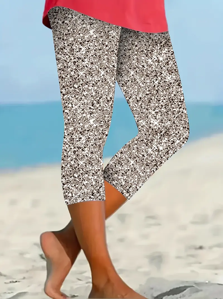 

Women's Abstract Capris Elastic Waist Pant Casual Summer Trousers, As picture, Leggings